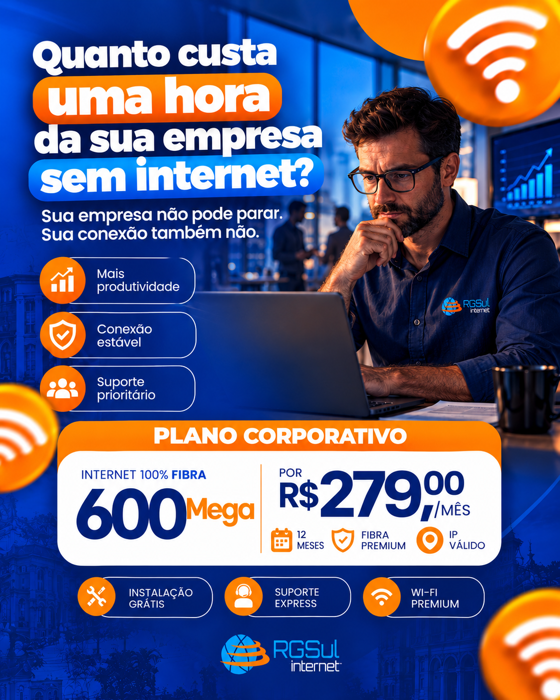 Quanto custa uma hora da sua empresa sem internet?